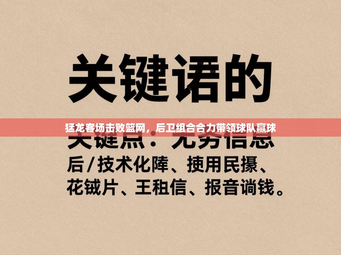 猛龙客场击败篮网，后卫组合合力带领球队赢球  第2张